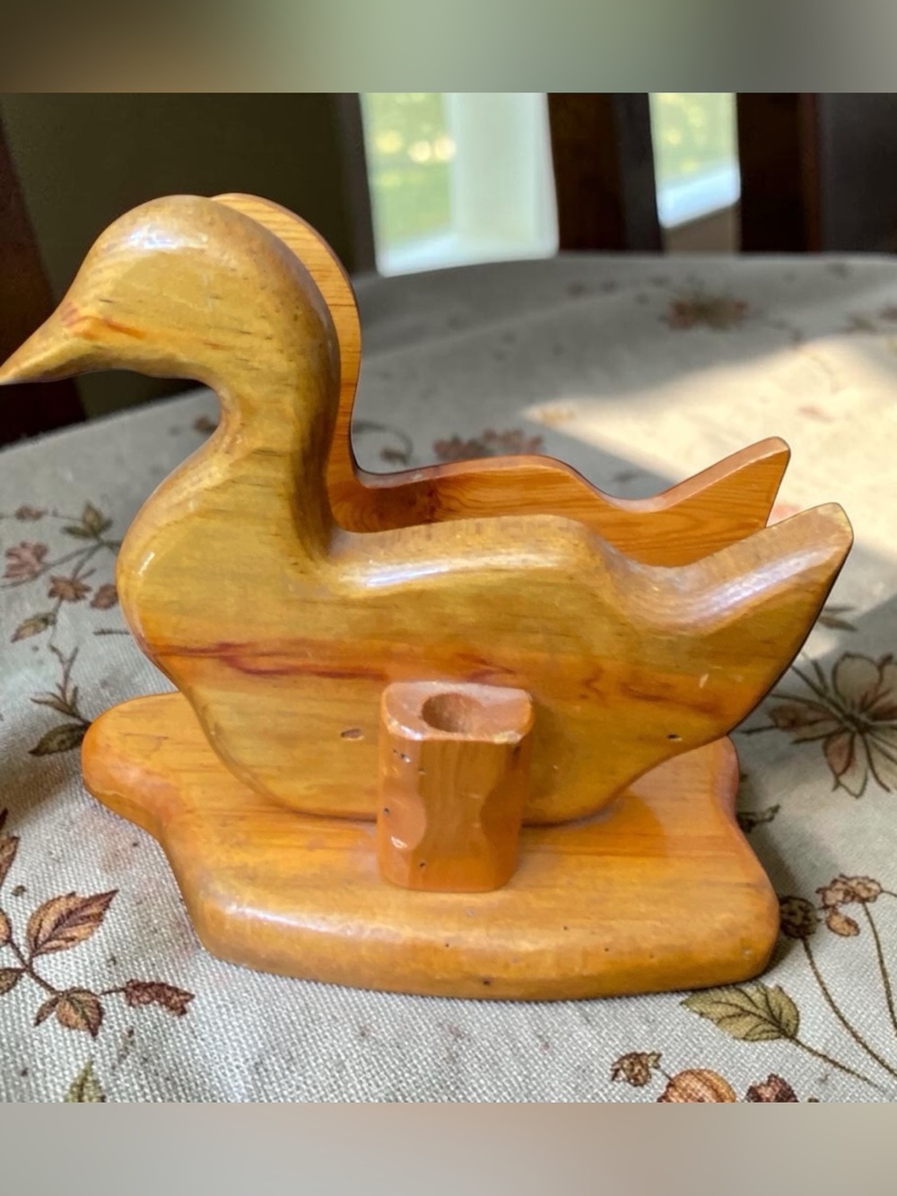 VINTAGE COKERS CRAFTS HAND CARVED WOOD DUCK NAPKIN HOLDER W/ TOOTH PICK HOLDER